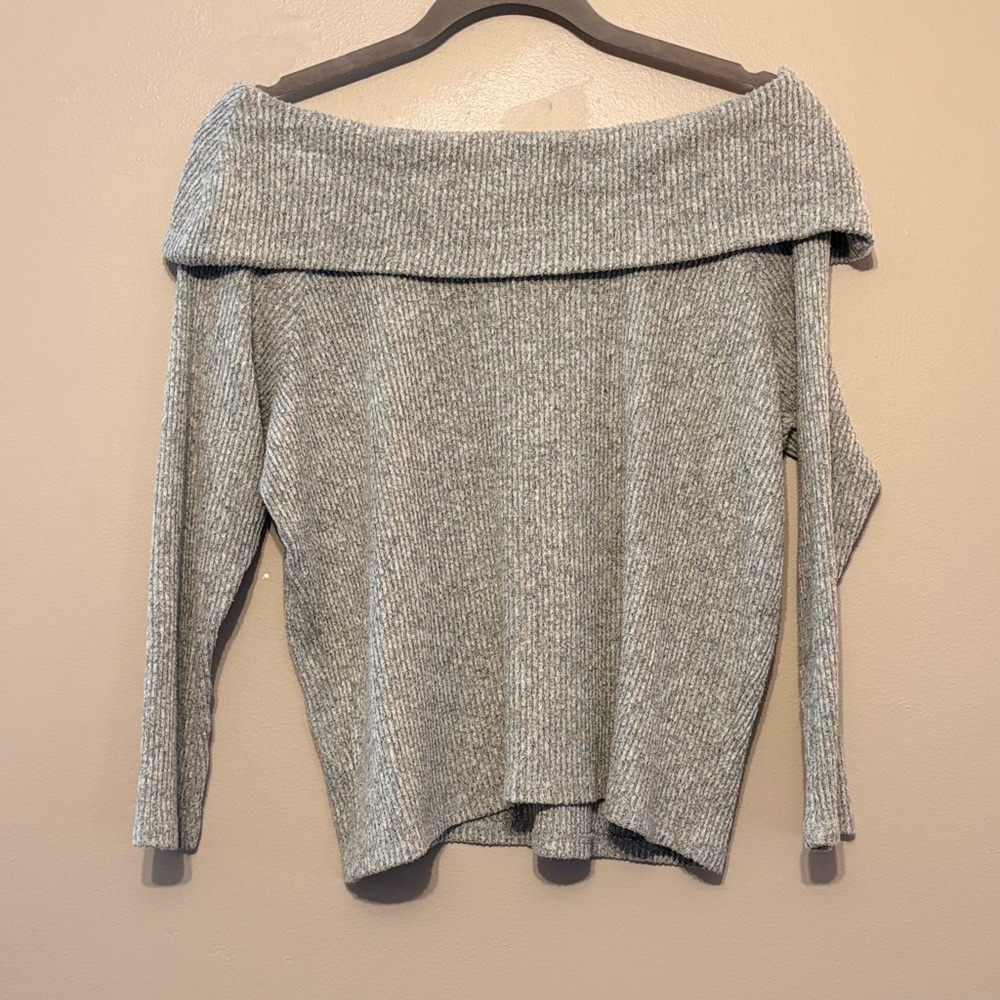 Off Shoulder Grey Laura Petites Sweater - Medium